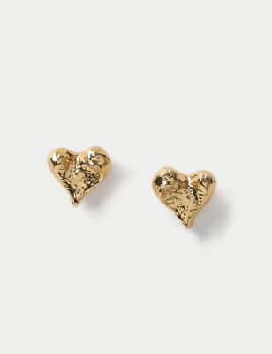 M&S Women's 14ct Gold Plated Molten Twist Hoop Earrings, Gold
