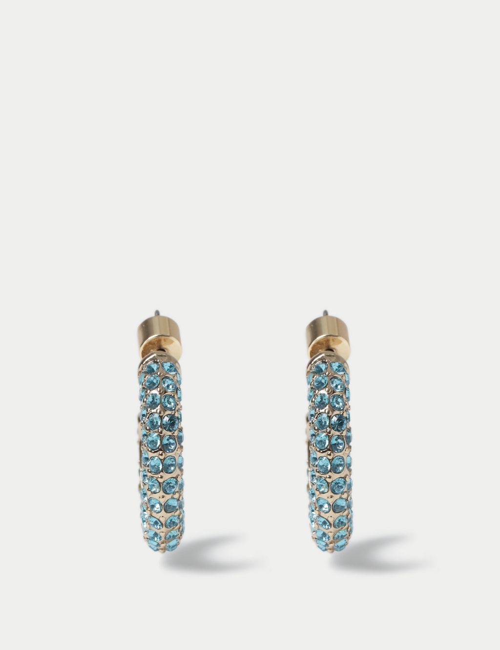 Blue Rhinestone Pave Hoop Earrings