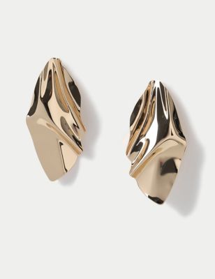 M&S Women's Gold Tone Folded Drop Earrings, Gold