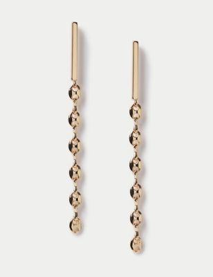 M&S Womens Gold Tone Skinny Drop Coffee Bean Earrings, Gold