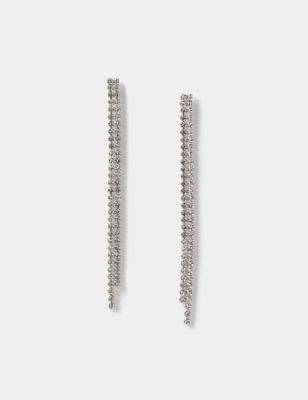 M&S Womens Silver Tone Cup Chain Duster Earrings, Silver