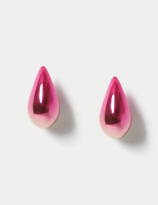 M&S Womens Pink Ombre Tear Drop Stud Earring, Pink
