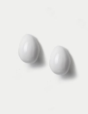 M&S Womens White Enamel Drop Earrings, White