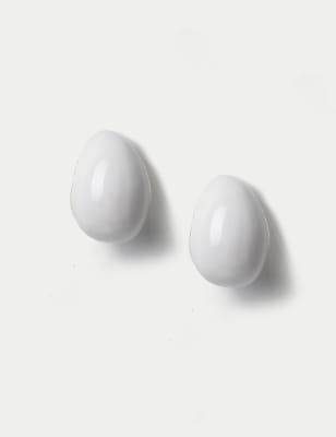 M&S Women's White Enamel Drop Earrings, White