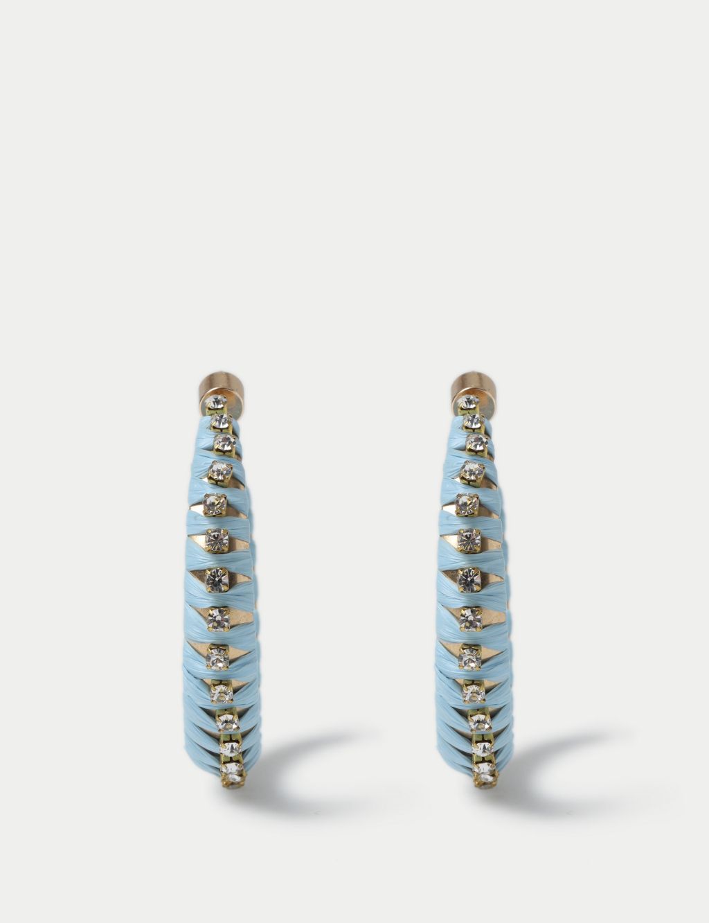 Blue Cup Chain Wrap Detail Hoop Earrings