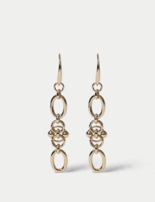 M&S Womens Gold Tone Chain Drop Earrings, Gold