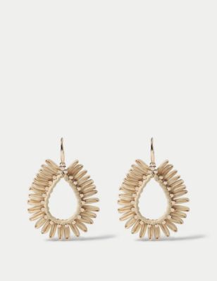 M&S Womens Raffia Open Back Drop Earrings - Gold, Gold