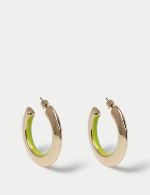 M&S Women's Lime Gold Inlay Hoop, Gold