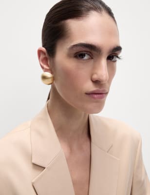 M&S Women's Brushed Gold Tone Oversized Statement Earrings, Gold