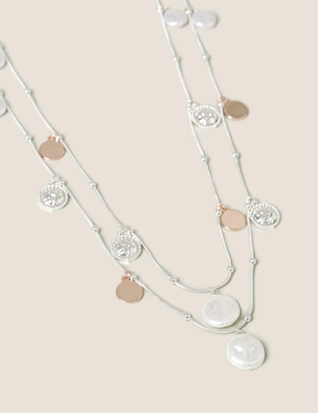 Charm and Pearl Long Multirow Necklace image 3