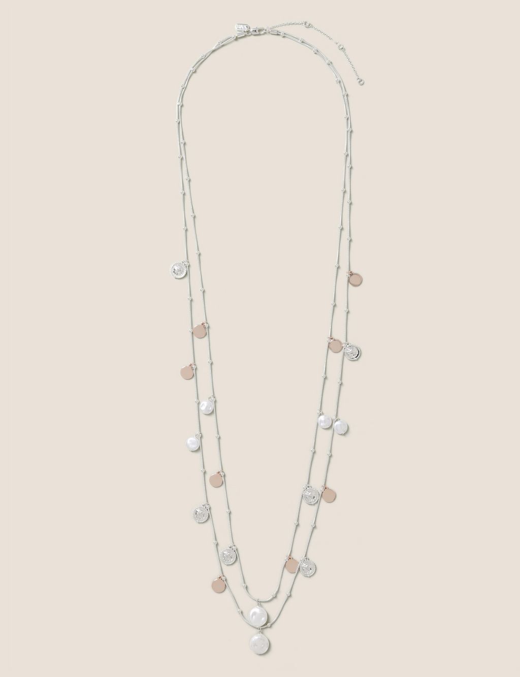Charm and Pearl Long Multirow Necklace image 1