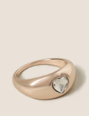 M&S Womens Oval Crystal Chunky Ring  Crystal