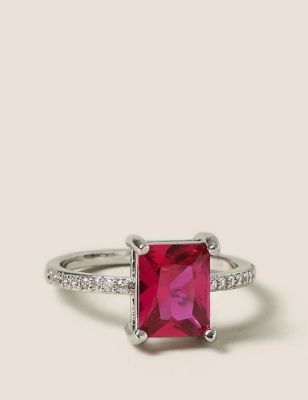 M&S Womens Red Stone Ring  Red