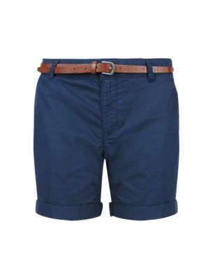Pure Cotton Chino Shorts with Belt | Indigo Collection | M&S