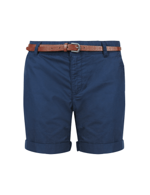 Pure Cotton Chino Shorts with Belt | Indigo Collection | M&S