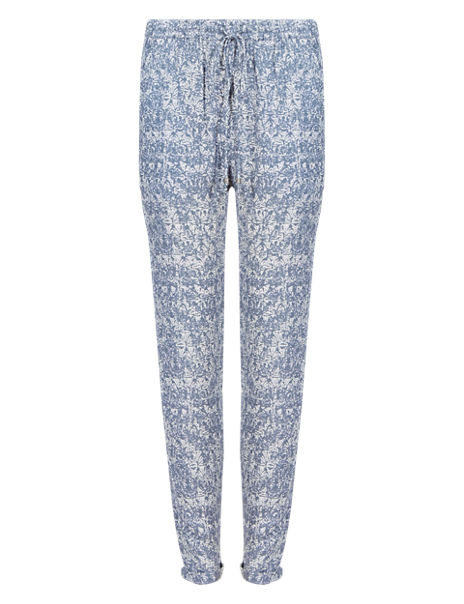 Abstract Print Tapered Leg Trousers | Indigo Collection | M&S