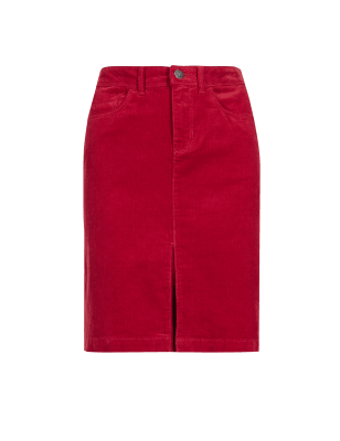 m&s red cord skirt