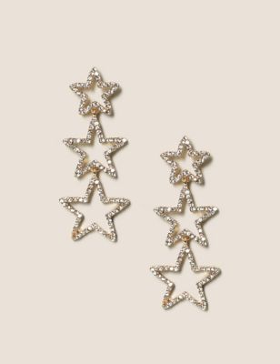 Christmas Gold Tone Star Drop Earrings | M&S Collection | M&S