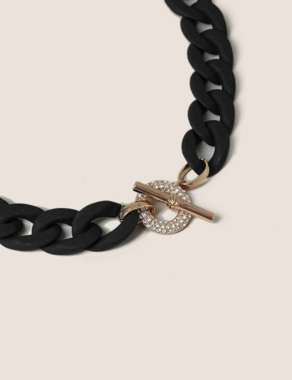 Matte Rhinestone T-Bar Chain Necklace image 2