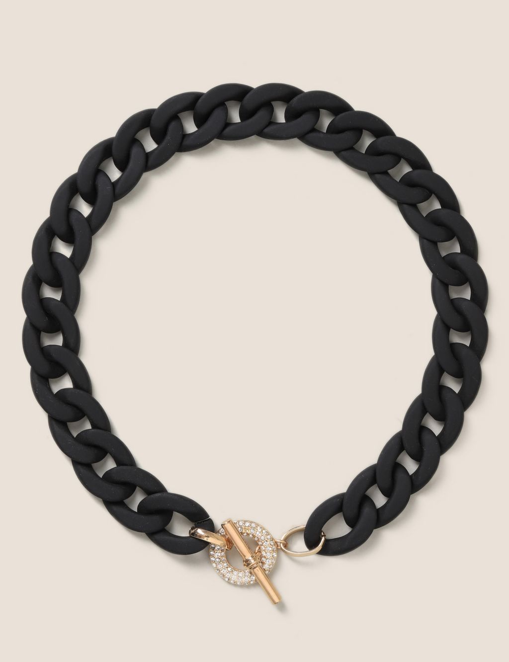 Matte Rhinestone T-Bar Chain Necklace image 1