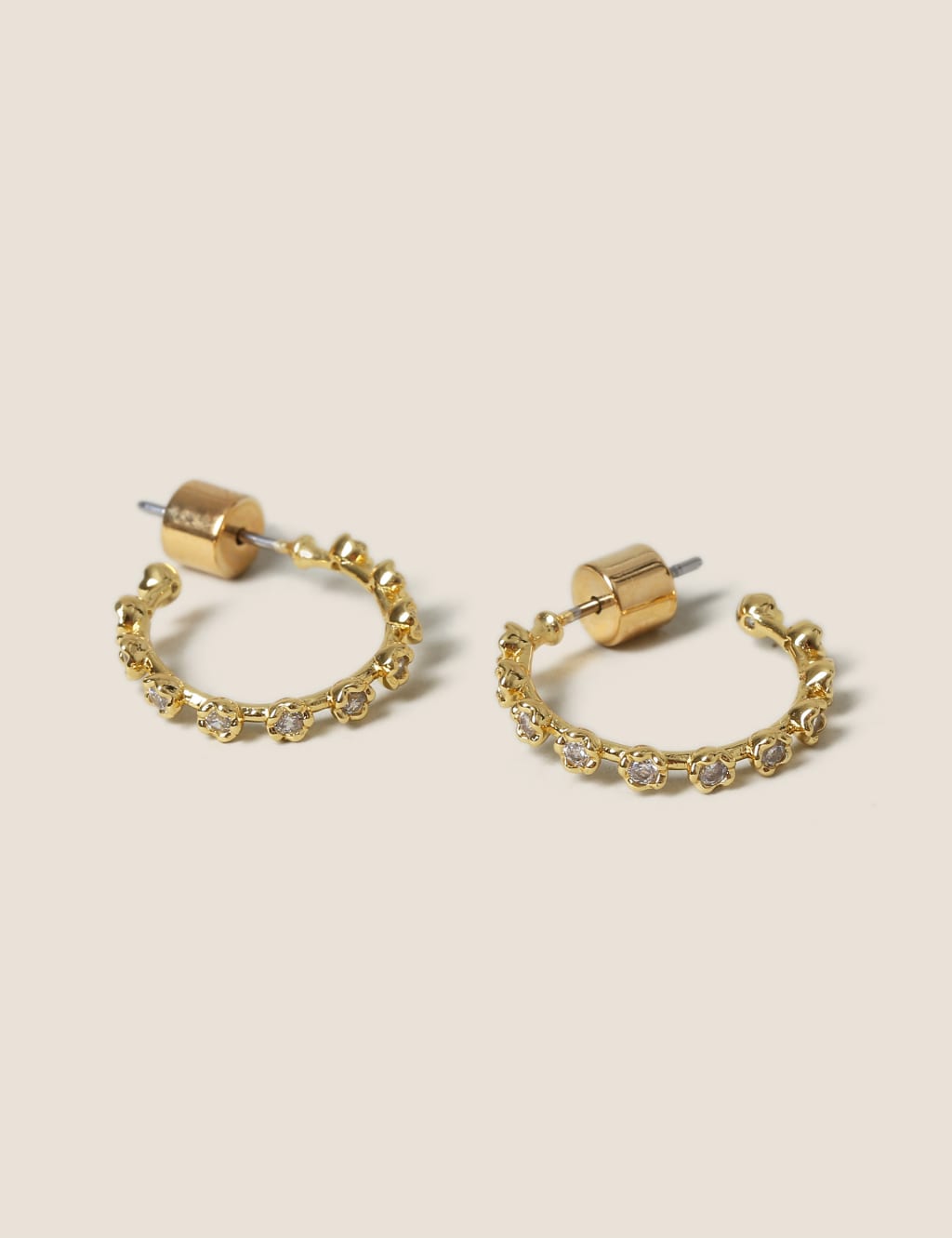 14ct Gold Plated Cubic Zirconia Hoop Earrings image 2