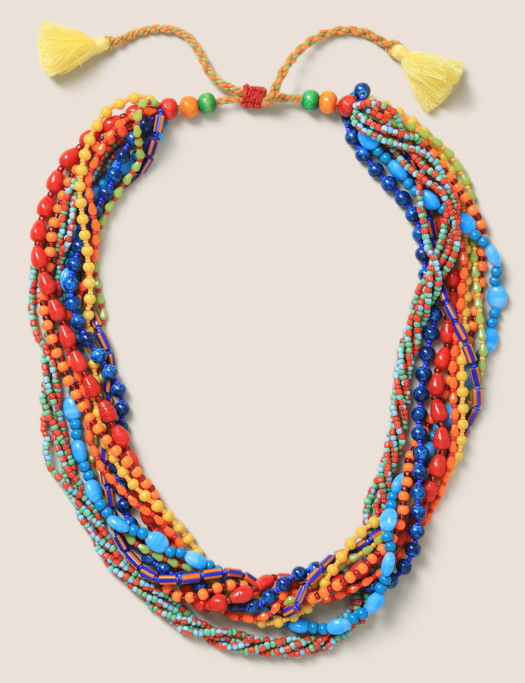 Red Facet Multi Row Collar Necklace