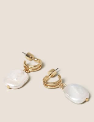 Womens Autograph Pearl Drop Earrings - Cream, Cream