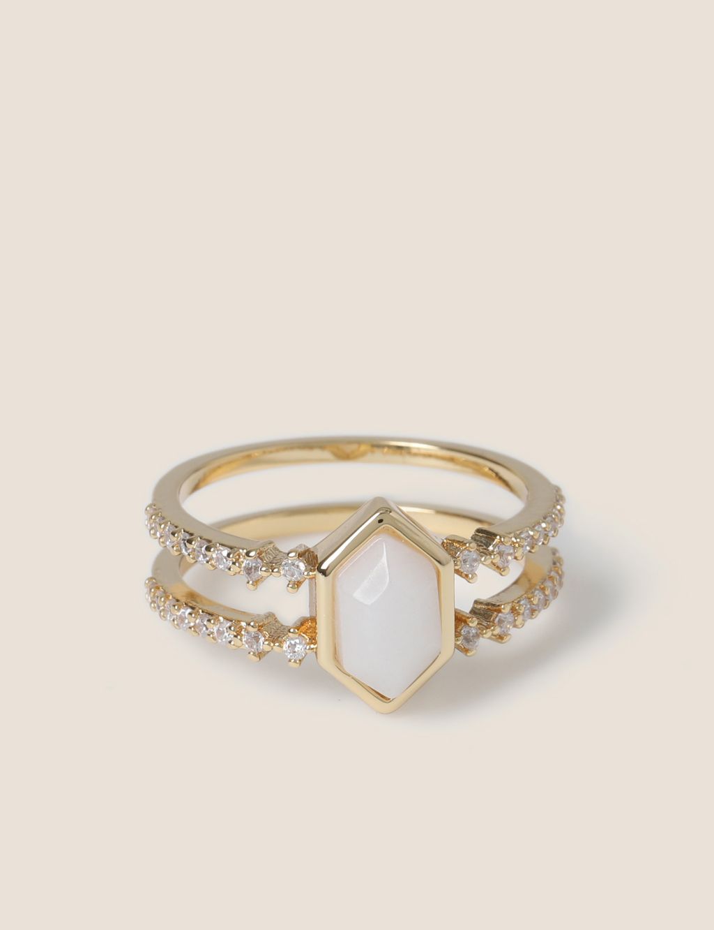 Gold Plated Semi Precious Double Band Ring image 1