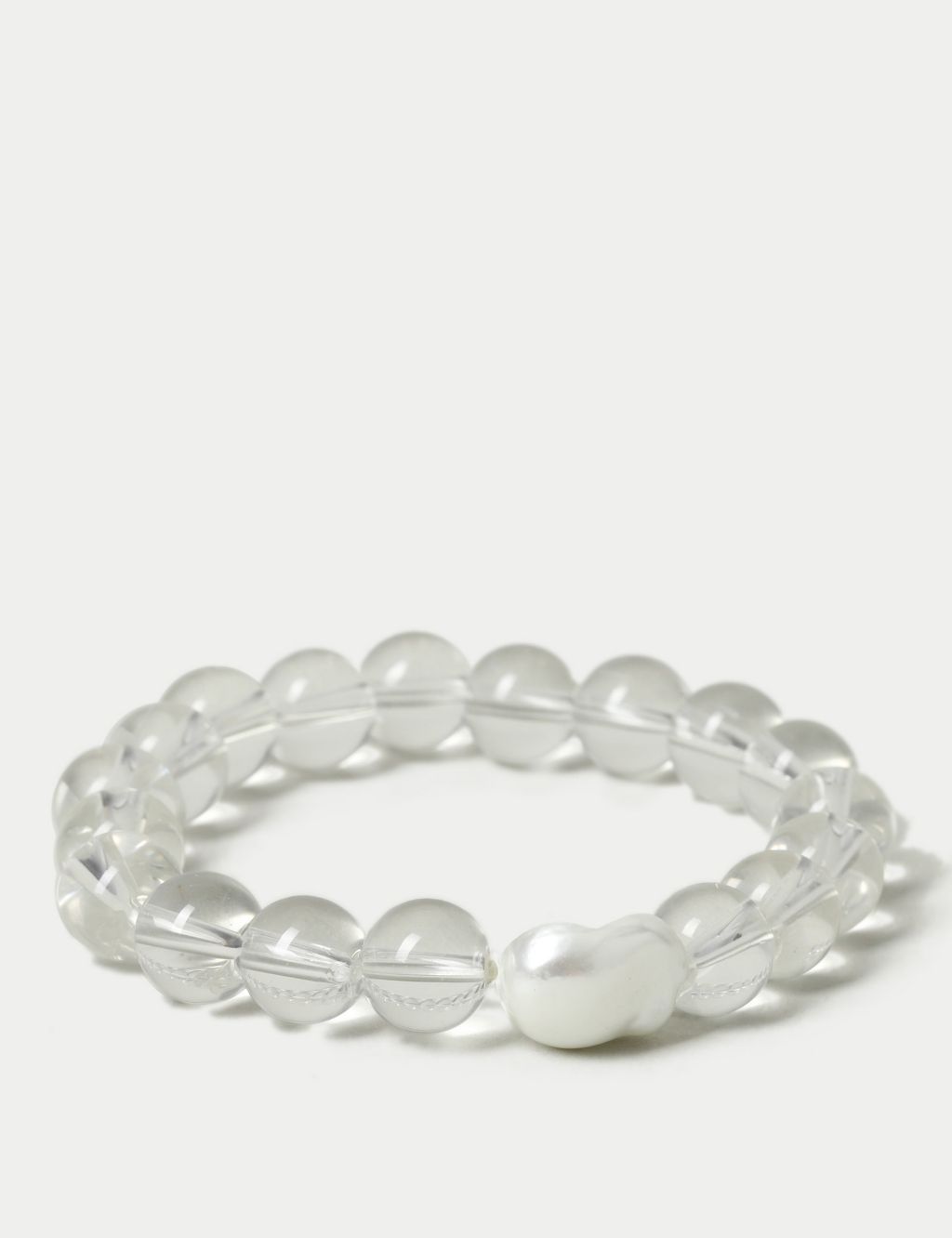Clear Resin and Pearl Ball Stretch Bracelet