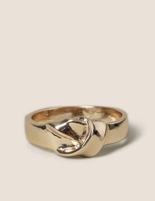 M&S Womens Gold Knot Ring - M-L, Gold