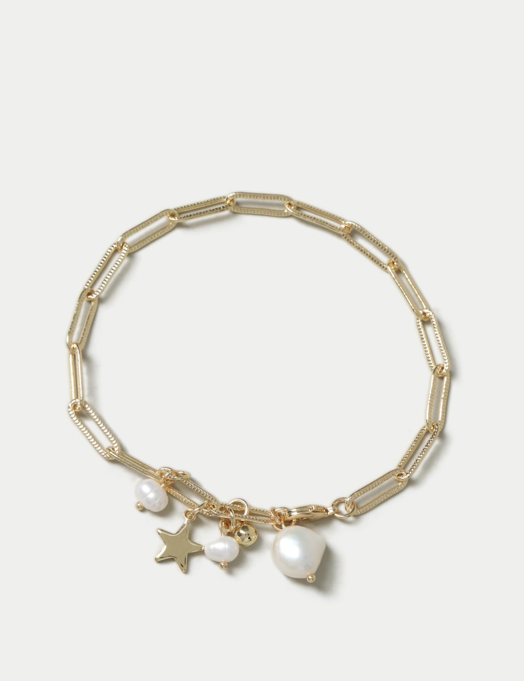 Autograph Gold Tone Pearl Paperclip Bracelet