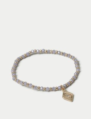 M&S Women's Lilac Beaded Stretch Bracelet, Lilac