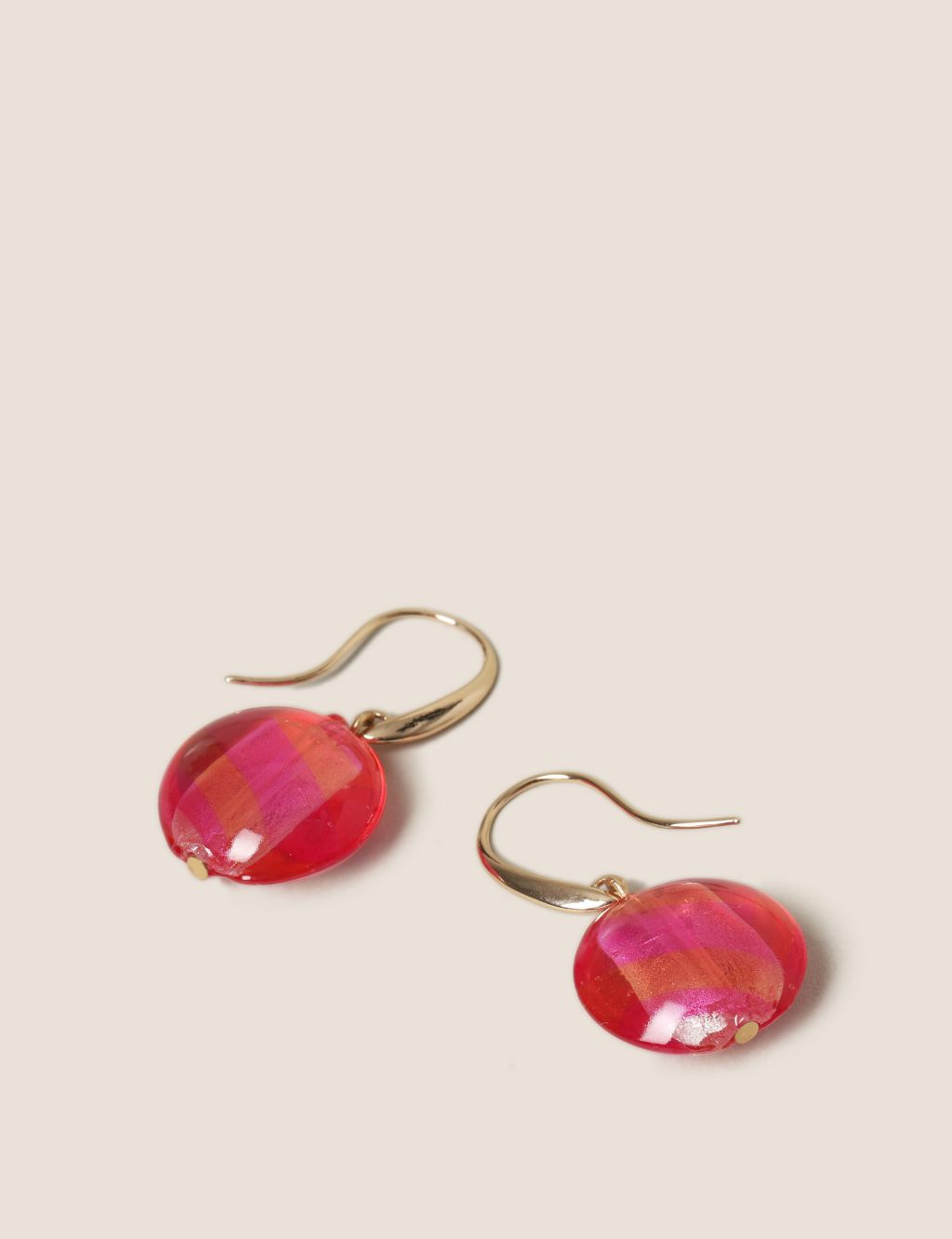 Pink Glass Bead Drop Earrings