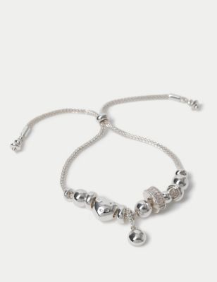 M&S Women's Silver Plated Charm Toggle Bracelet, Silver