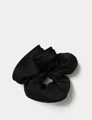 M&S Womens Black Oversized Scrunchie, Black
