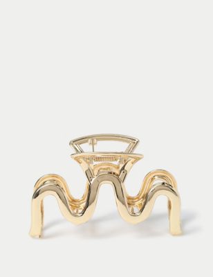 M&S Womens Metal Swirl Claw - Gold, Gold