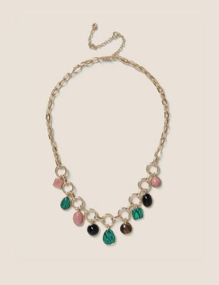 Womens Per Una Semi Precious Charm Chain Necklace - Gold, Gold