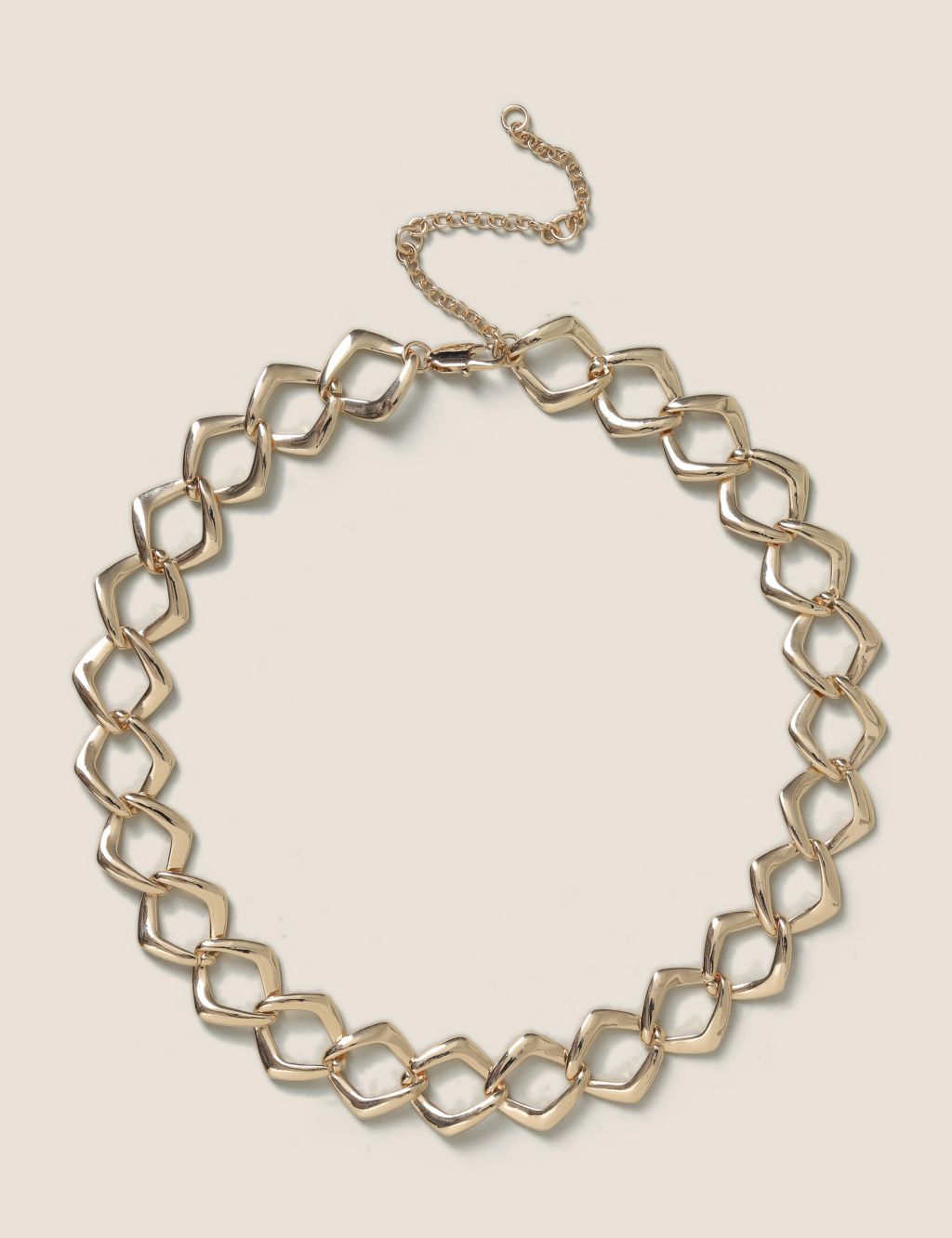 Gold Diamond Shape link Necklace image 1
