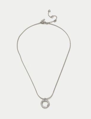 M&S Women's Platinum Plated Ditsy Necklace - Silver, Silver