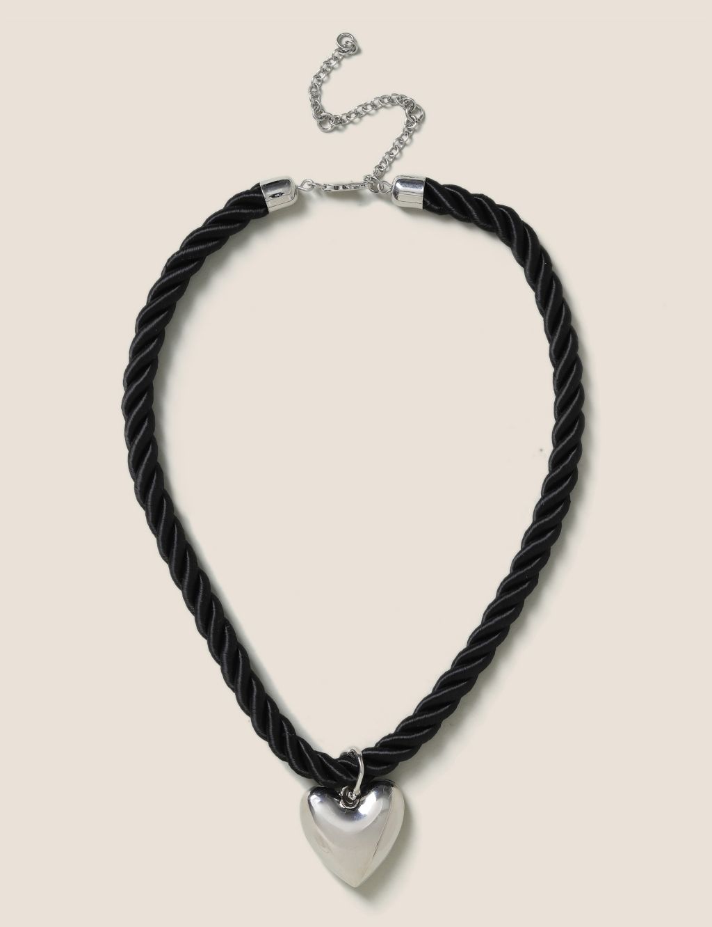 Black Rope Heart Necklace image 1