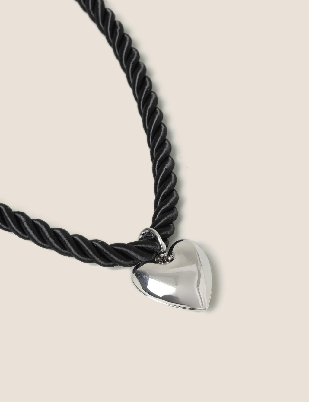 Black Rope Heart Necklace image 2