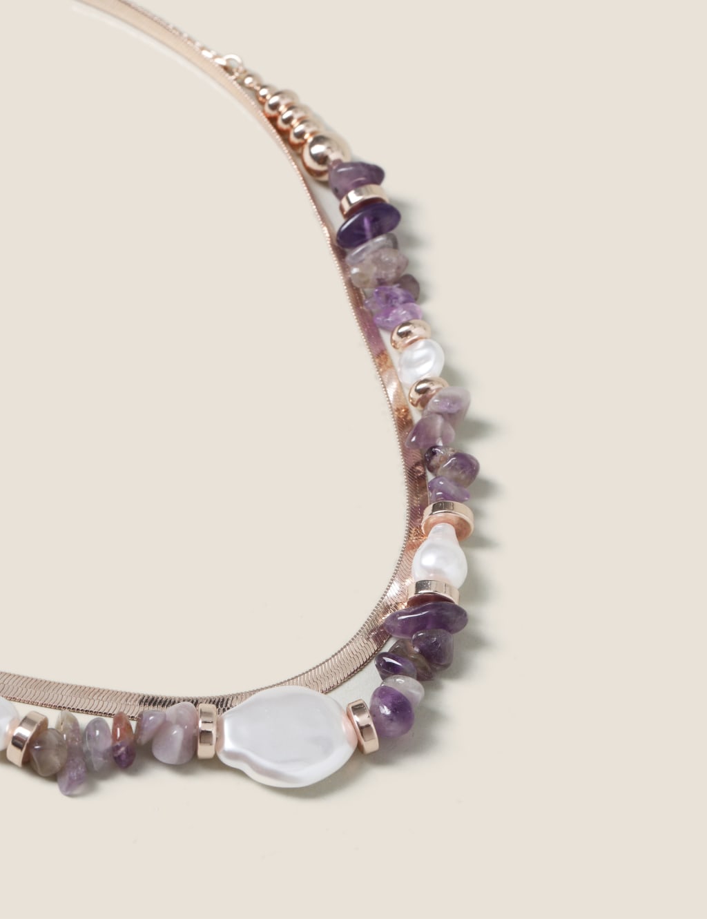 Semi Precious Pearl Multi Row Necklace image 2