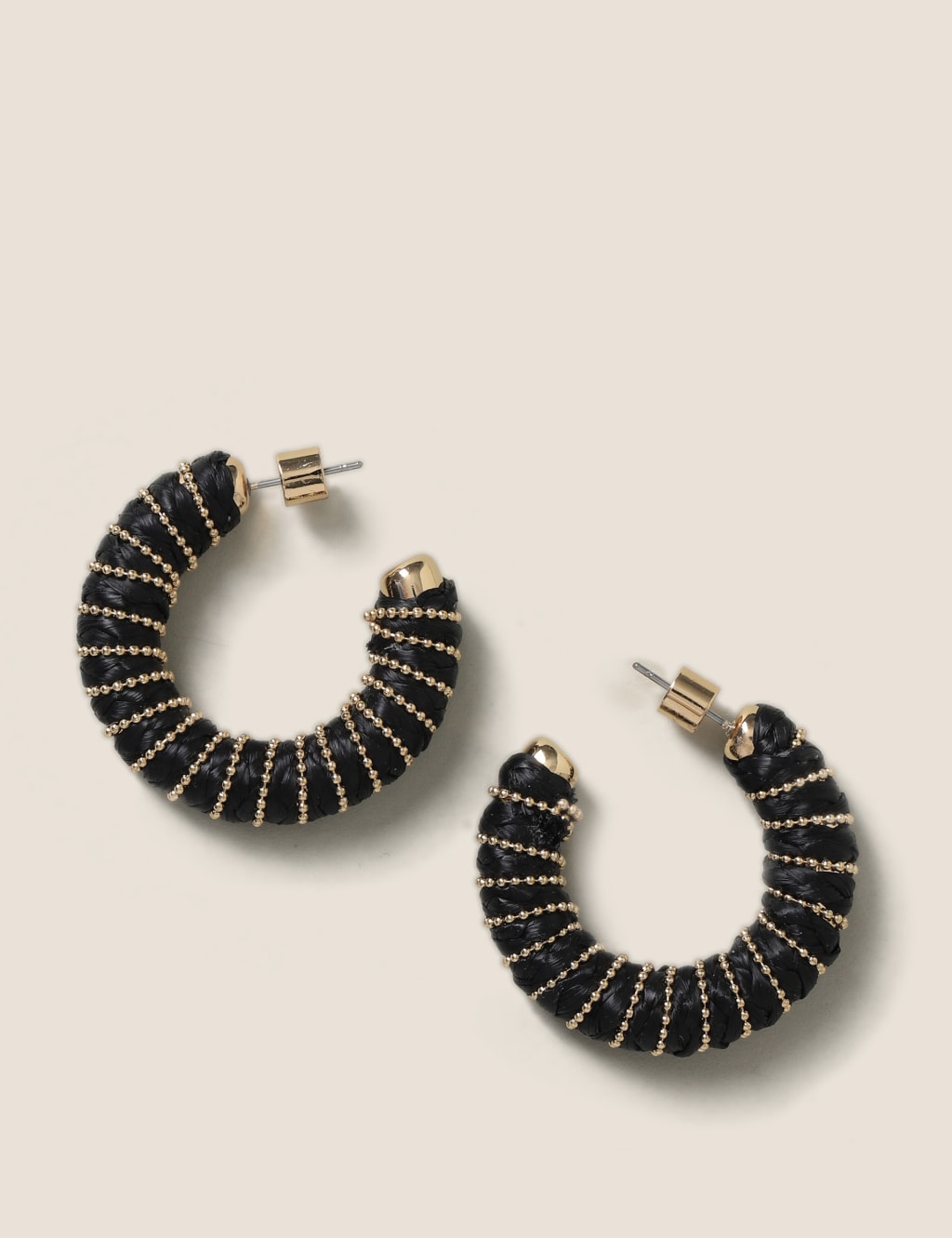 Black Raffia Hoop Earrings image 2