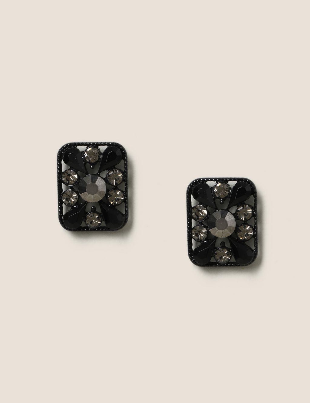 Black Rhinestone Stud Earrings image 1