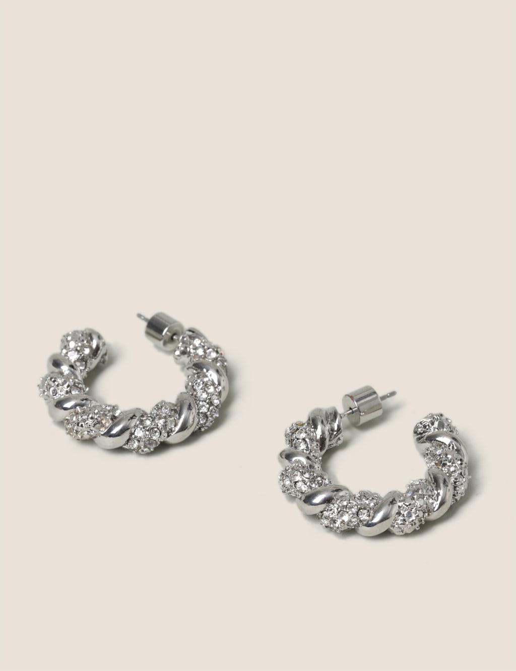 Silver Rhinestone Mini Hoops image 2