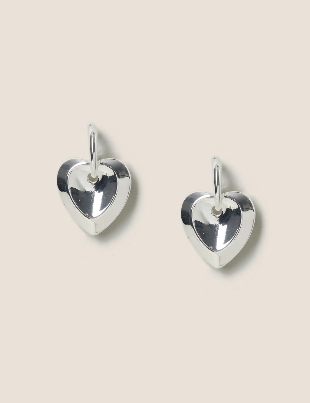 Silver Heart Drop Earring image 1