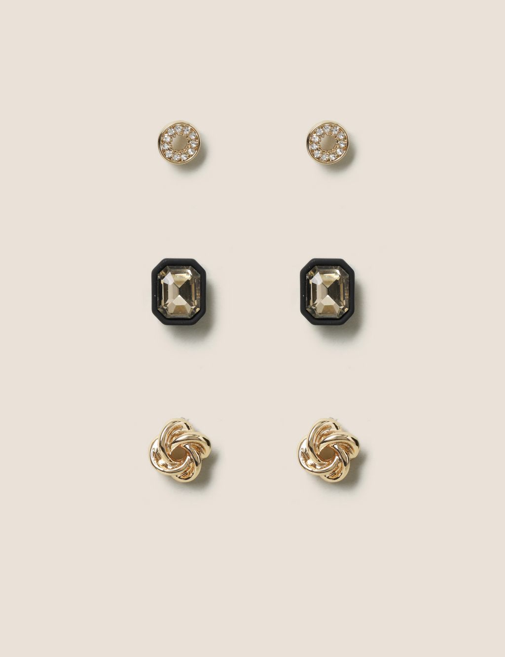3 Pack Black & Gold Stud Earring image 1