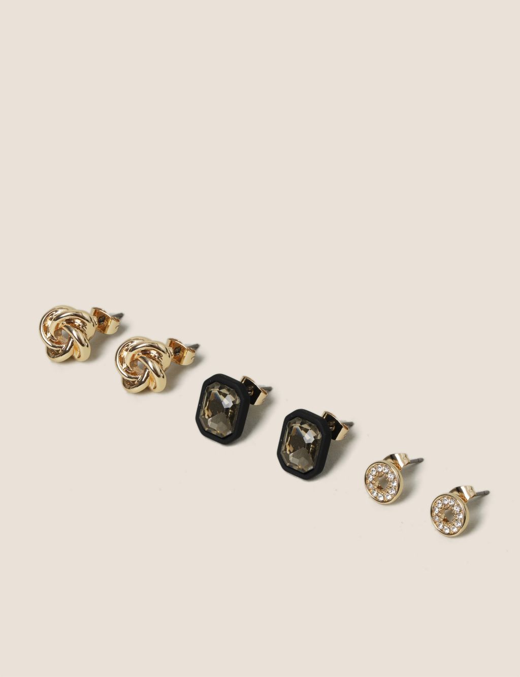 3 Pack Black & Gold Stud Earring image 2