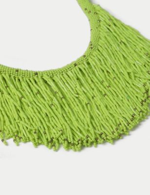 M&S Womens Lime Green Tassel Necklace, Green