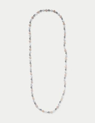 M&S Womens Multi Pearl Long Length Necklace - Silver, Silver